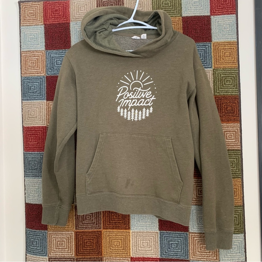Tentree Olive Green "Positive Impact" Graphic Hoodie
